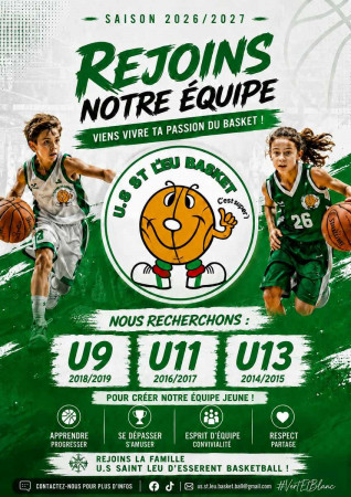 Rejoins les équipes U9, U11 et U13 pour la saison 2026-2027